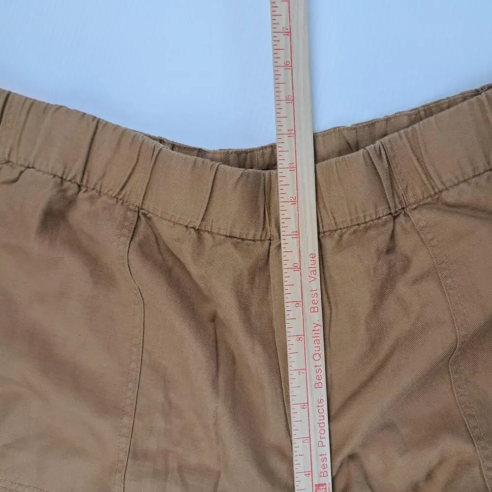 Banana Republic Pants Womens XXL Brown Tapered Crop Twill Elastic Waist Linen
